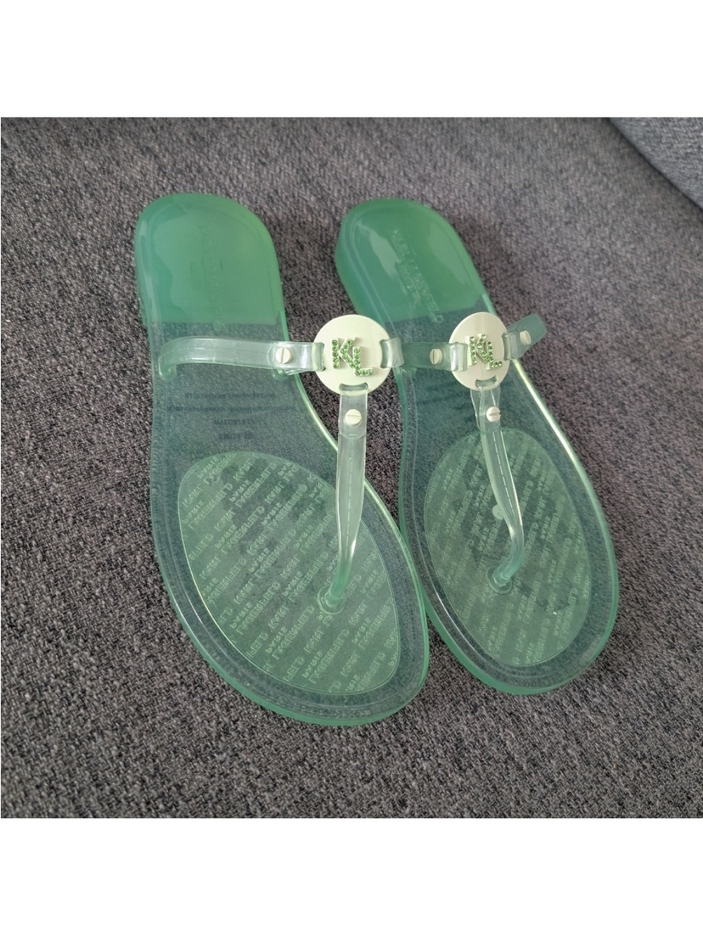 Karl Lagerfeld Translucent Mint Green Jelly Thong Sandals